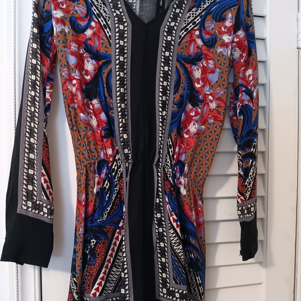 Jealous Tomato Black, Blue, Red Floral Geometric Romper